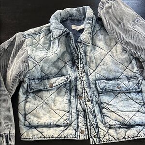 Womens Quilted Jean Jacket - Blue and Gray